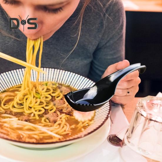 Ramen Terminator Spoon Fork Combo Food-Grade Plastic Ramen Spoon 2-In-1 Noodle Soup Spoon with Fork Asian Ramen Utensil Set for Ramen Wontons Soba