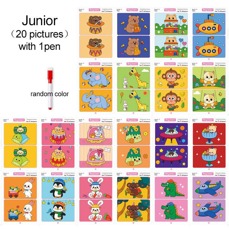 

Reusable Fault Finding Game School Teaching Equipment Cartoon Pattern Three Difficulty Levels for Focus Attention Training TMZ