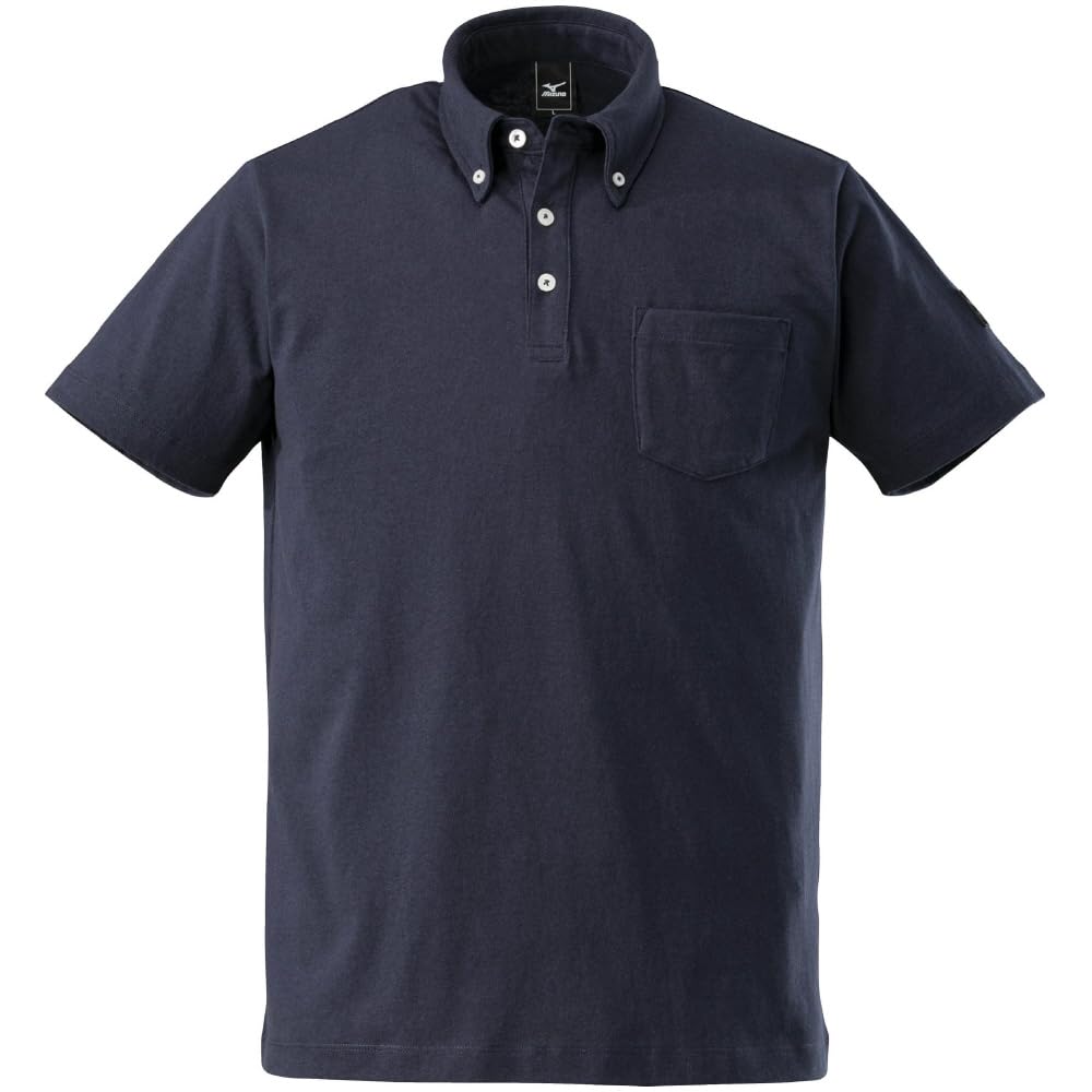 

Mizuno Polo for Easy Outdoor and Tape Men s Water-Repellent Short-Sleeve Button-Down Shirt, C2JA2153, Navy, Movement, Sports, Odor-Detergent