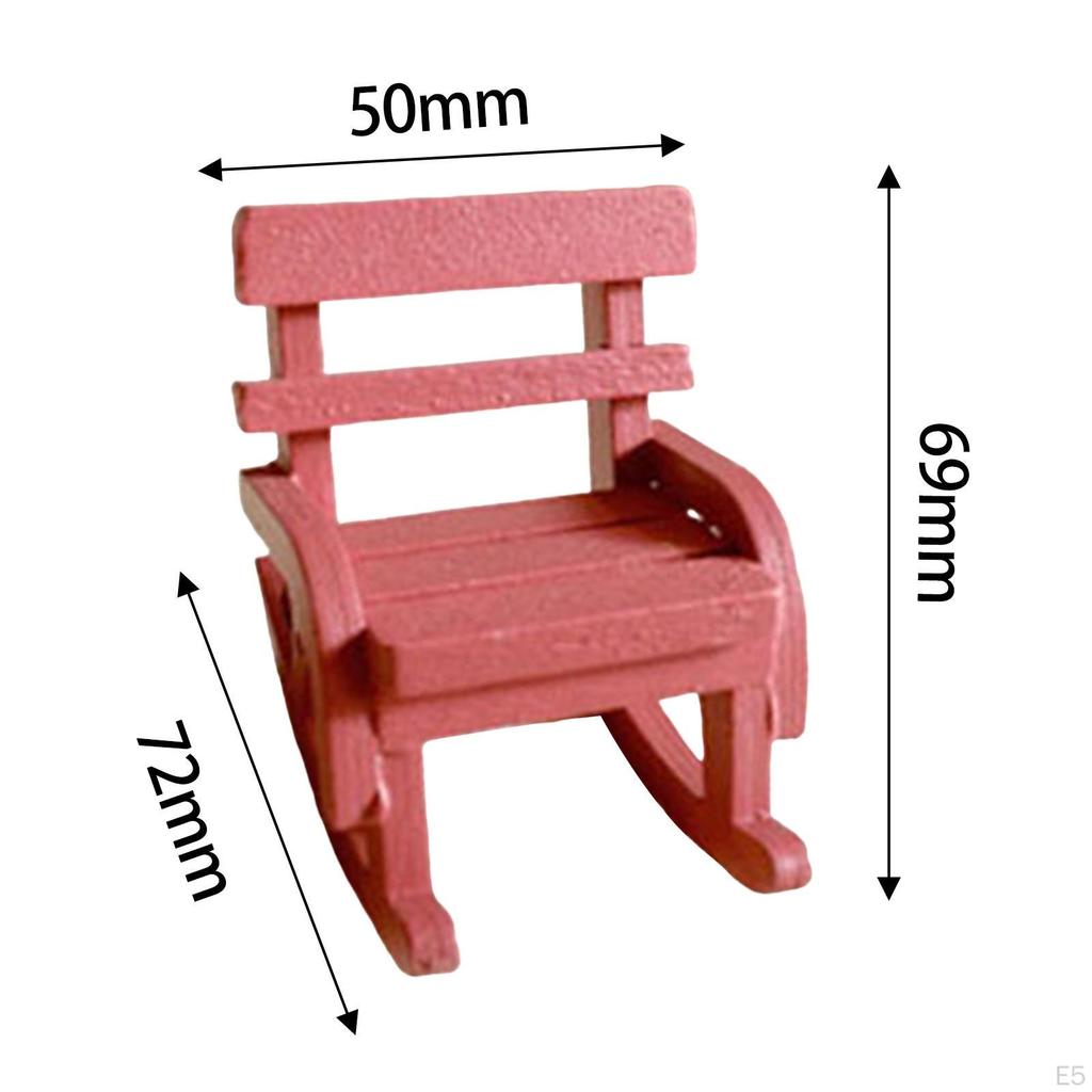 Dollhouse Furniture Mini Rocking Chair Handpainted Vintage Wooden Chairs for Micro