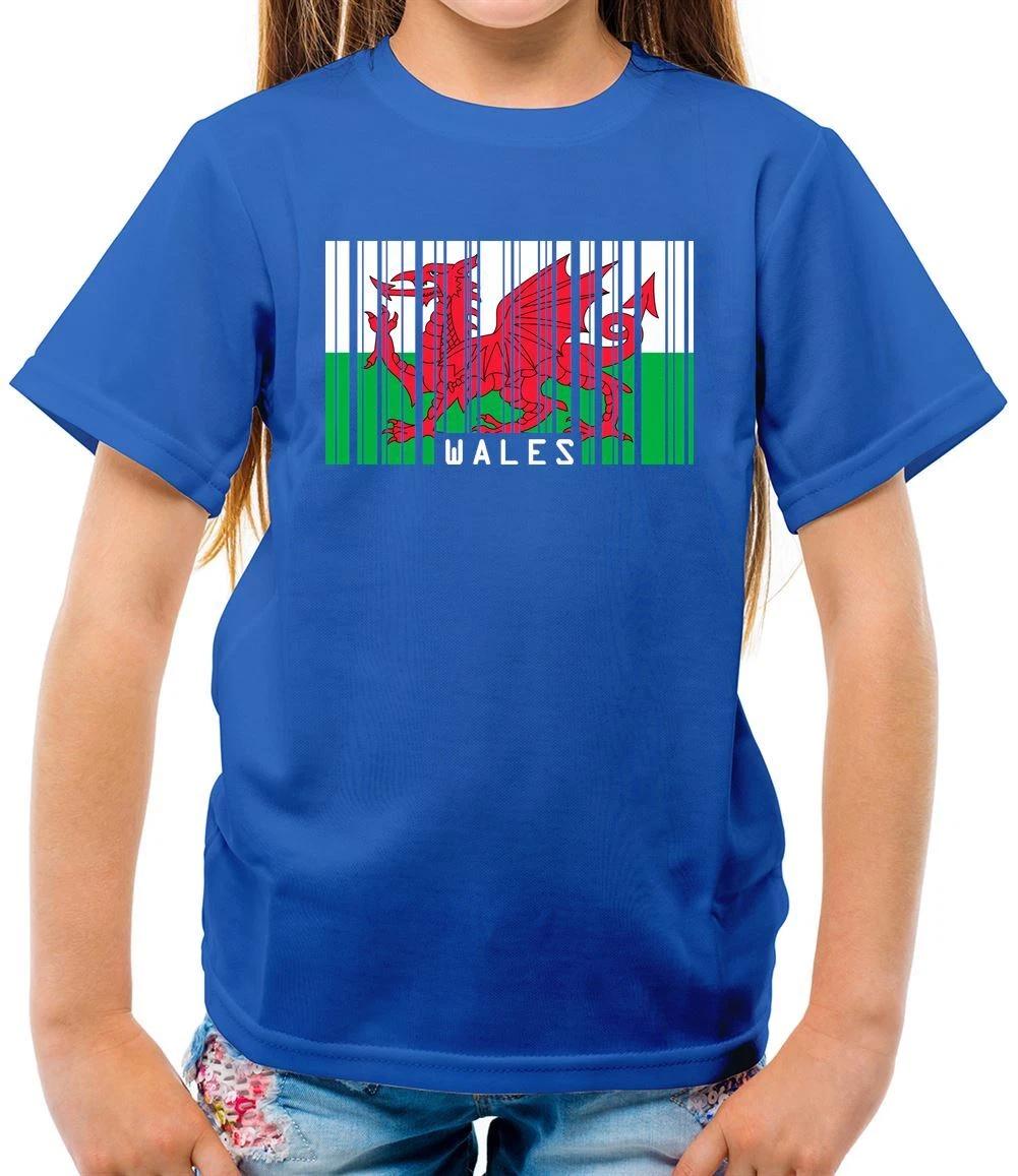 Wales Barcode Style Flag - Kids T-Shirt - Welsh Country Flags Cymru 150