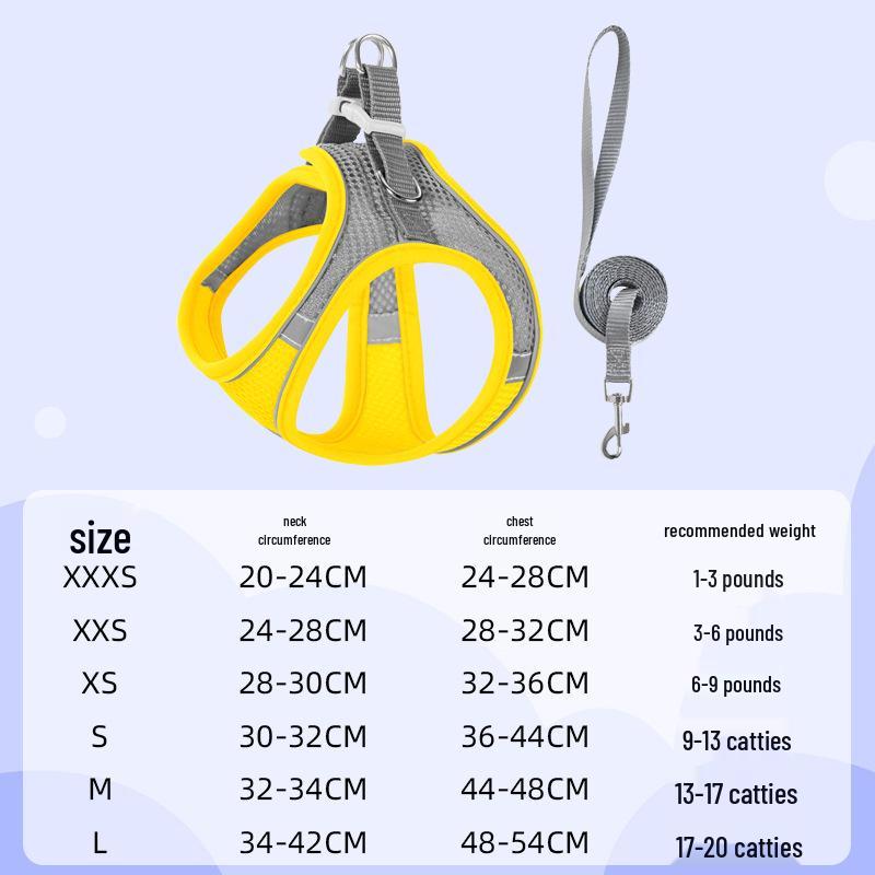 Reflective Vest-Style Pet Harness with Leash - Breathable for Cats & Dogs