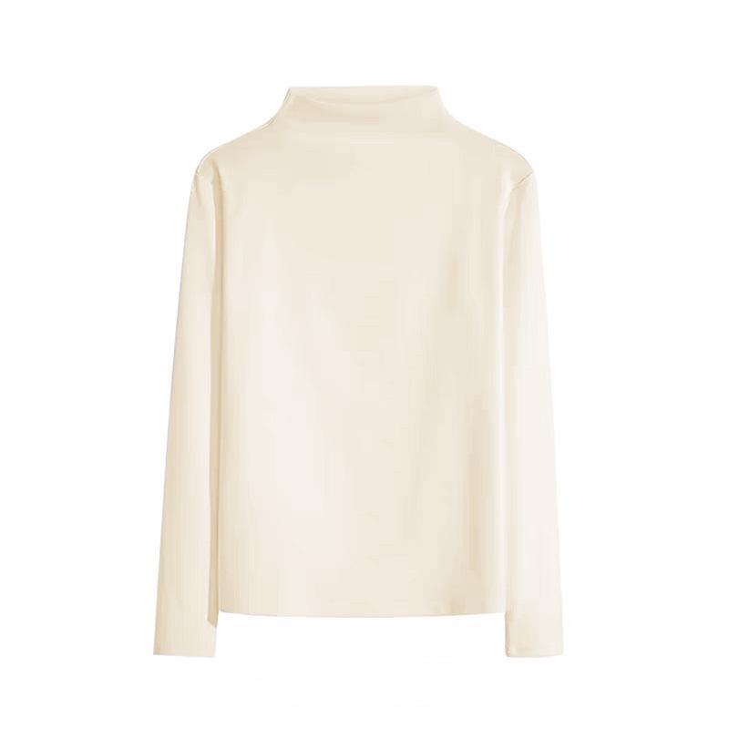 Stylish Slimming Women's Base Layer: Warm, Plush Half-High Collar Long-Sleeve T-Shirt for Autumn/Winter