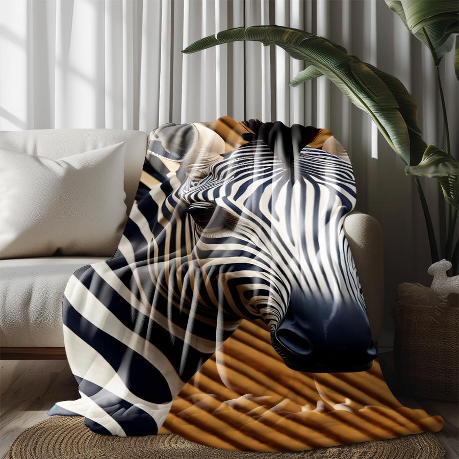 Zebra Pattern Blanket Microfiber Flannel Cover Blanket Bedroom Living Room Sofa Soft And Comfortable Home Decoration