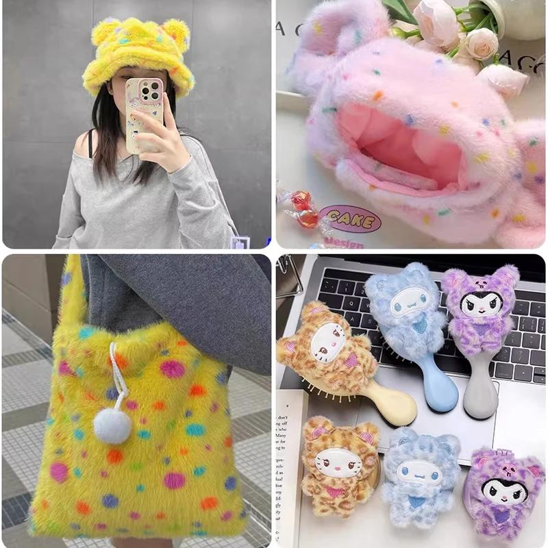 0.5/1/2 Yards Faux Fur Dot Printed Fabric for Sewing Cotton Dolls Warm Hats Plush Toys Decorative Cloth Handmade DIY Fabrics