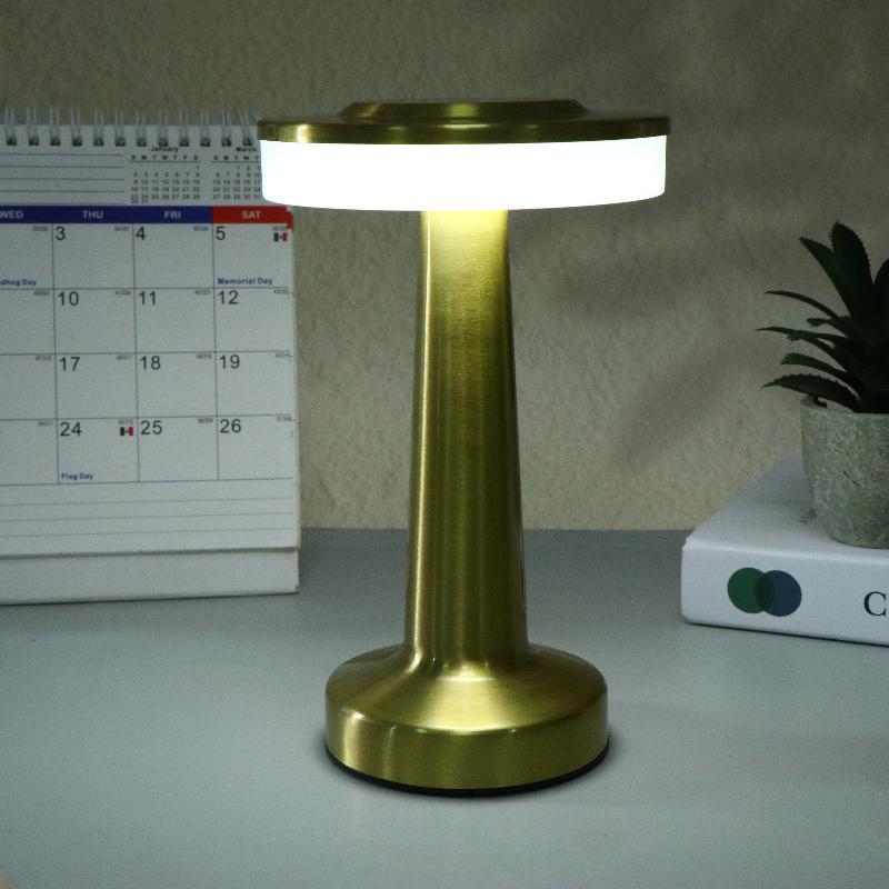 1 Set Dumbbell Table Lamp LED Metal Touch Rechargeable Night Light for Bedroom Reading Home Decor