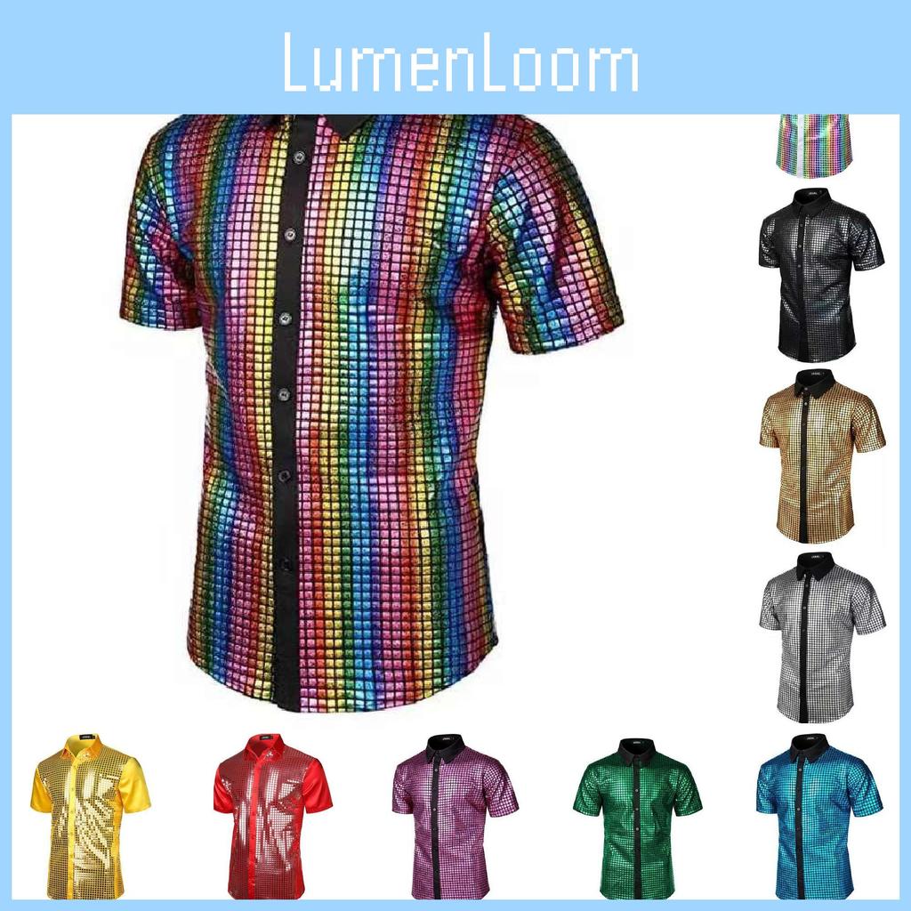 Camisa de Vestir Retro Disco de los 70 para Hombre con Tejido de Poliéster para Cosplay y Ropa de Fiesta