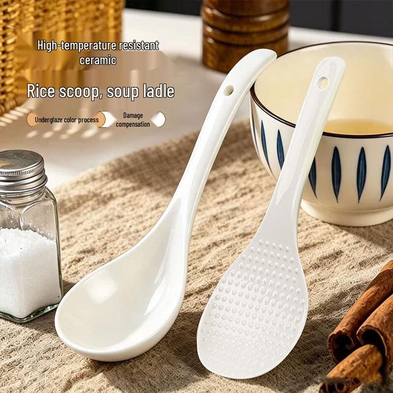 Ceramic Soup and Rice Spoon Set