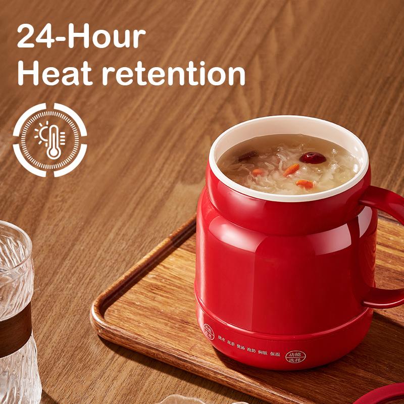 Portable Multifunctional Cooking Cup 0.8L Stew Soup Tonic Milk Tea Coffee warmer Ceramic liner Rice ooker Mini Insulation Kettle