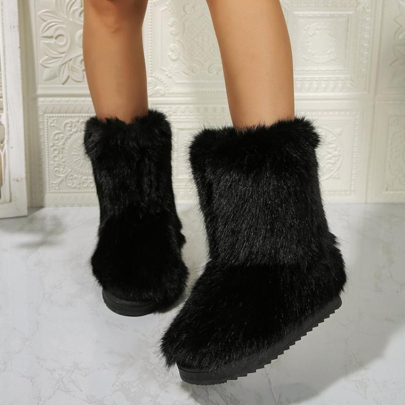 2025 Autumn New Ladies Boots Long Plush Midsole Anti Slip Shoe Fashion Hairy Snow Boot Casual Comfortable Women's Shoes Botas