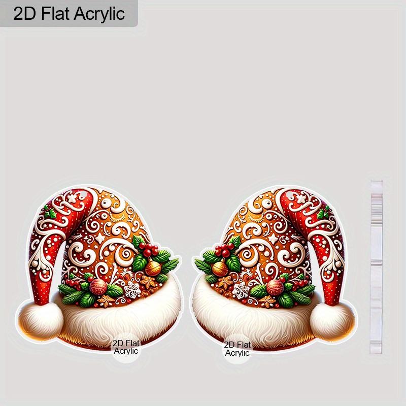 2D Flat Retro Christmas Hat Women's Acrylic Dangle Earrings Western Cowboy Country Style Christmas Party Jewelry Gift