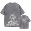 Anime Chainsaw Wash Tshirts Men Vintage Washed T Shirt Harajuku Oversize Cotton Tee Cotton Fashion Streetwear Unisex Top
