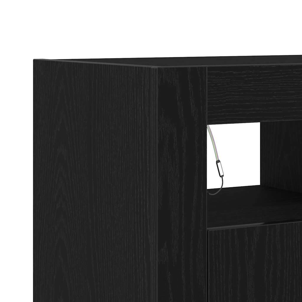 Sideboard in Black Oak Look 80 x 35 x 75 cm Engineered Wood