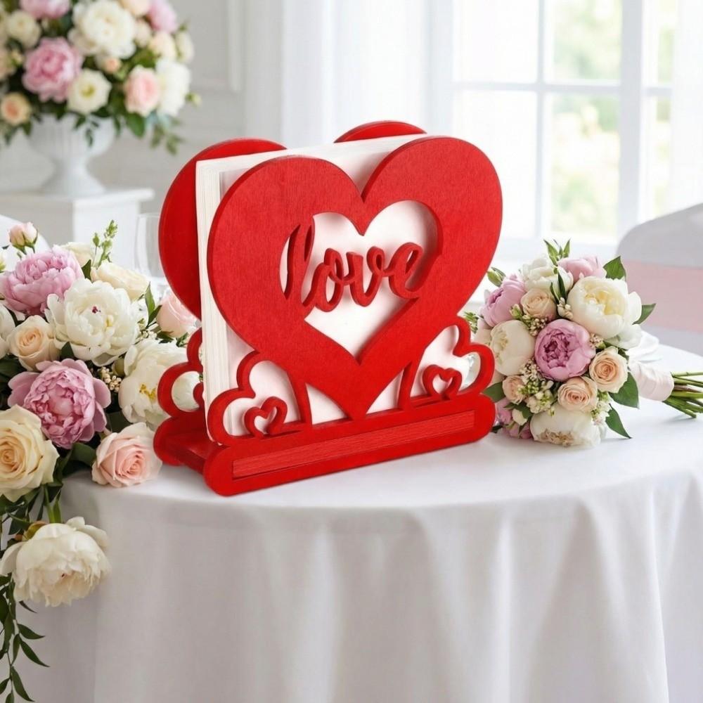 Napkin Box Valentine Day Tissue Box Love Wood Knot Wooden Ornament Love Wood Tissue Box Red Heart of Baryada Valentine