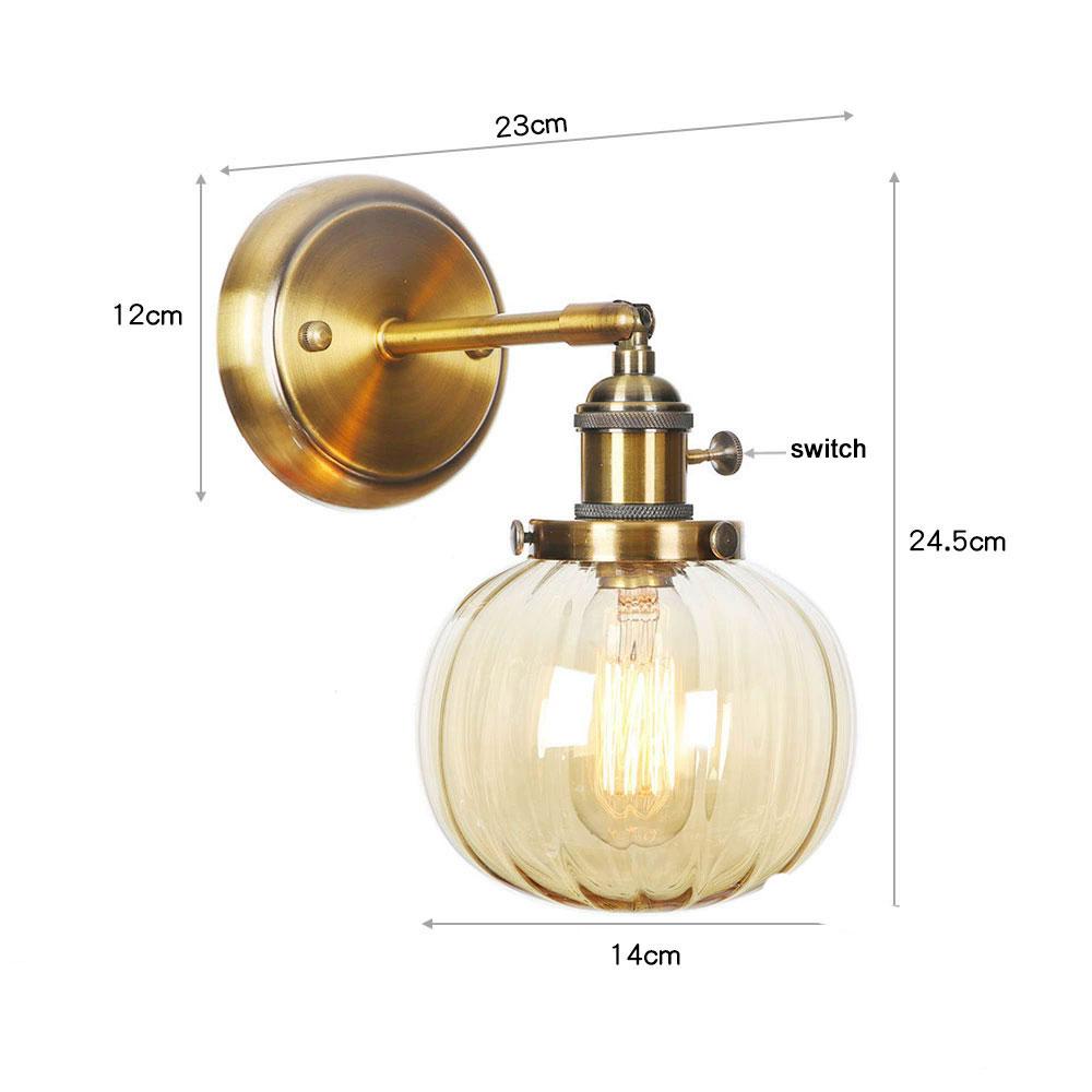 Vintage Brass Switch Wall Sconces, Amber Clear or White Glass Shade Wall Lights,Gold Bathroom Vanity Light Fixtures
