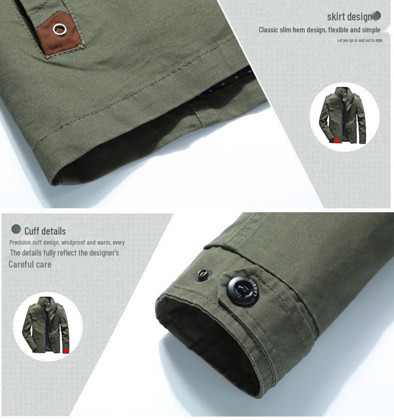 Spring & Autumn Men's Pure Cotton Stand-Up Collar Jacket - Thin, Casual, Loose Fit for Middle-Aged & Elderly