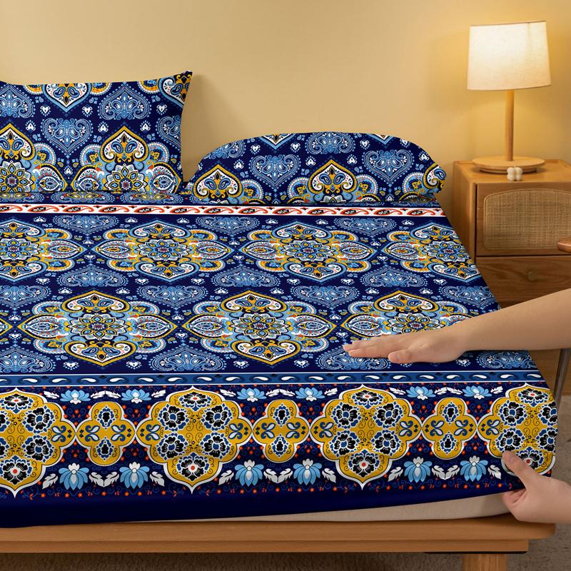 1 Bohemian Patterned Frosted Bedsheet, Bedroom Printed Bedspread, Bedding (Excluding Pillowcases)