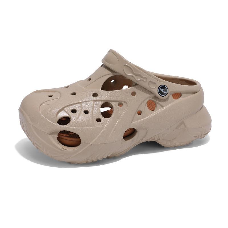 Slippers Men'S Anti-Skid Hole Shoes Indoor Home Thick Sole Heightening Beach Sandals