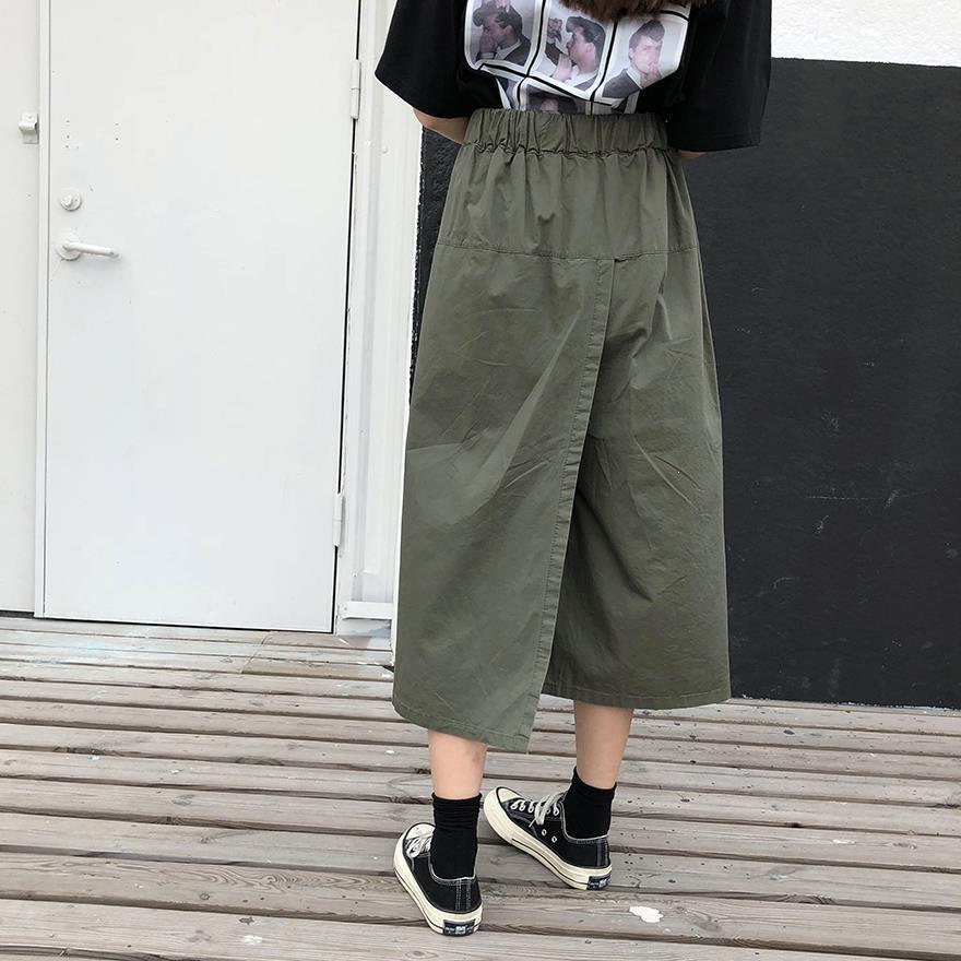 Frühling/Sommer 2020 Ulzzang High Waist Weit Bein Cropped Rockhose für Damen