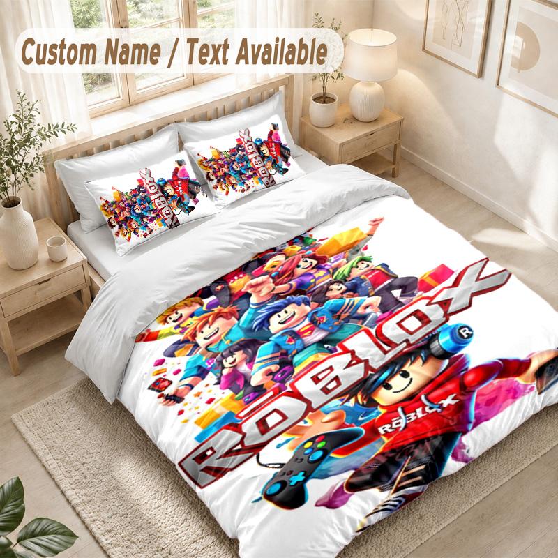 Roblox Bedding Set, 1 Duvet Cover & 2 Pillowcases Soft Comfortable Bedroom Home Textile Decor