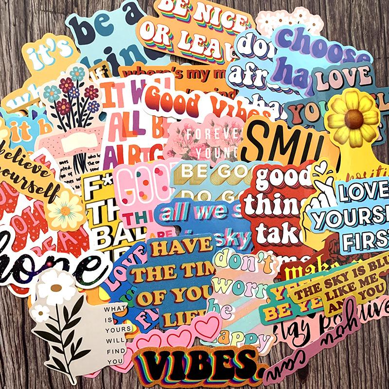 Motivational Cartoon Text Waterproof Sticker for Car, Tablet, Phone, or DIY Decoration.