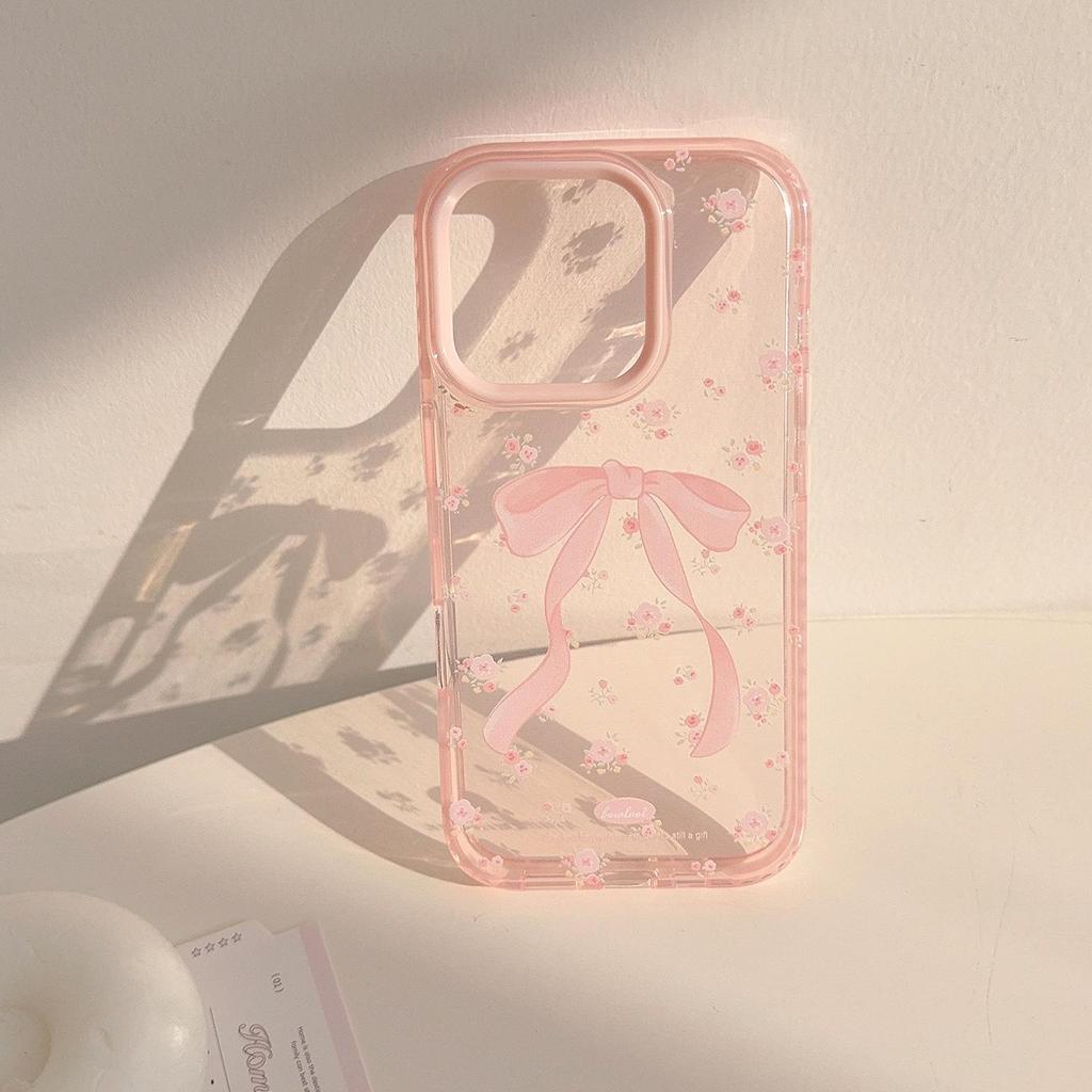 Pink bow floral phone case suitable for Apple phones