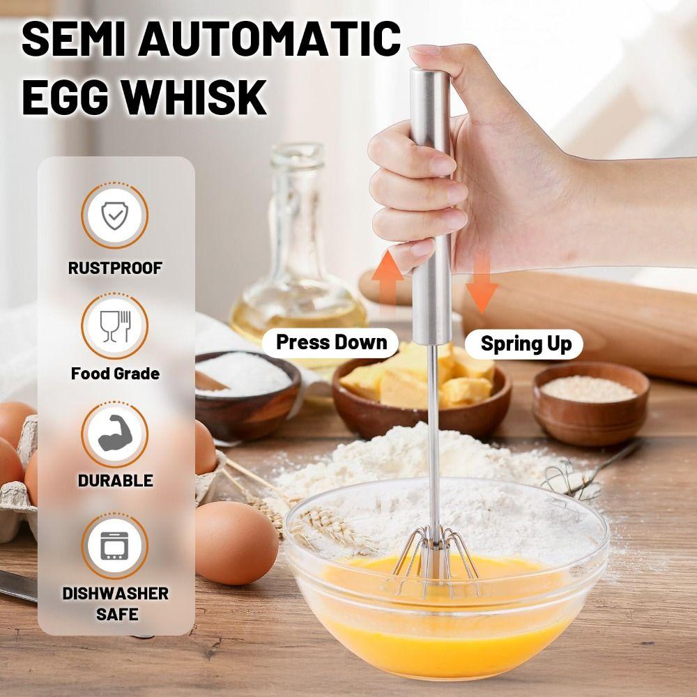 Upgraded Egg Whisk Hand Push Semi Automatic Whisk Durable Rotary Whisk Blender Baking