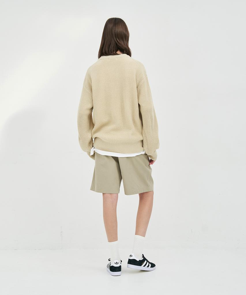 BASIC HOUSE Uni Daily Round Neck Knit Light Beige Lxkt2101