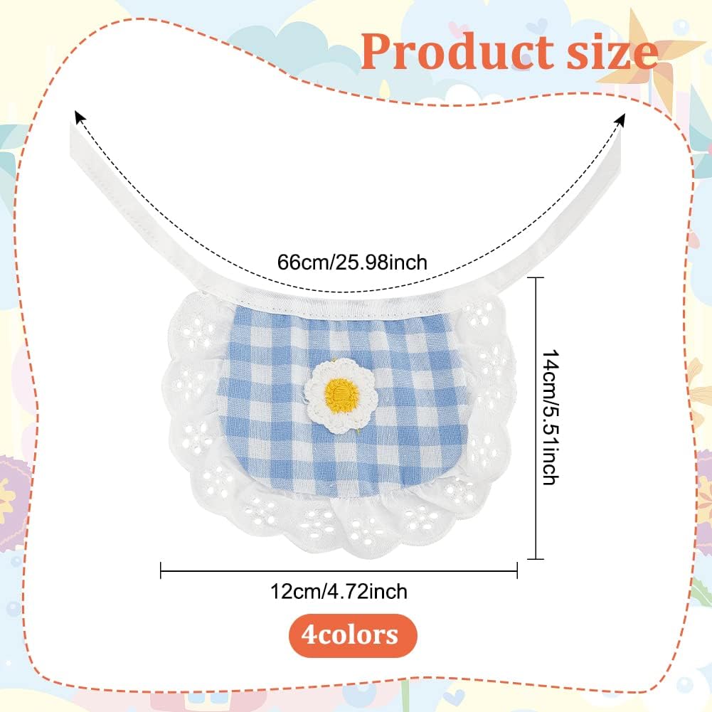 WEBEEDY 4PCS Cute Dog Lace Bandana Puppy Cat Flower Scarfs Washable Daily Handkerchief Semicircle Scarf Bibs Saliva Towel for Small Medium LargeBoy