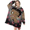 HUGE BEST PRICE Betty Boop Black Blanket Hoodie Fleece One Size Travelling Gifts For Her
