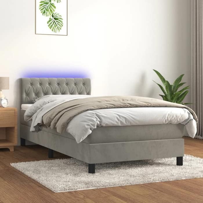 VidaXL Sommier à Lattes de Lit avec Matelas et LED, Lit Rembourré, Lit Simple, Lit Adulte de Chambre à Coucher Intérieur, 3134567