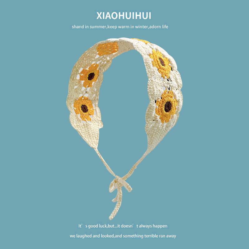 Girly Women's Small Mushroom Knitted Handmade Sweet Crochet Retro Geometric Korean Style Cute Strap Hair Headband Gift