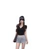 Pure desire temperament semi-open neck short-sleeved T-shirt women's clothing summer age reduction waist short with student top