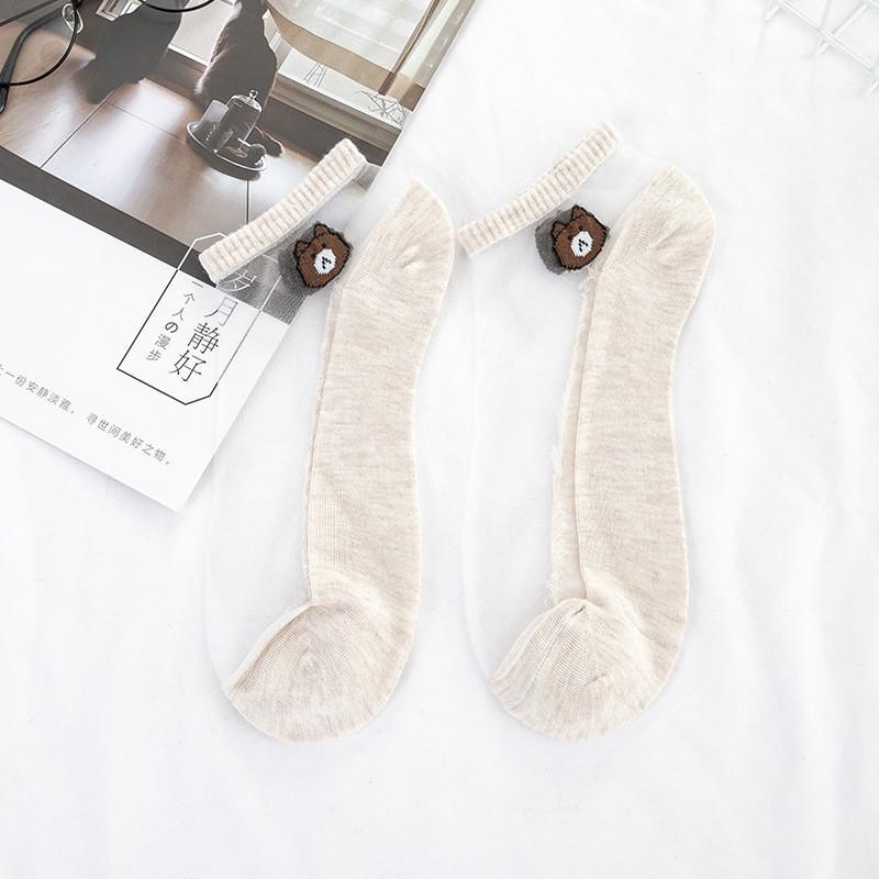 1Pair Of Transparent Lace Crystal Socks Breathable Ultra-thin Ankle Socks Summer Girl Stretch Socks