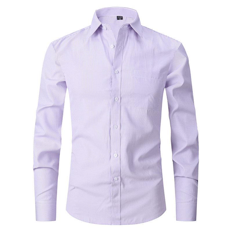 2025 Spring/Summer Men's Large Solid Color Casual Long Sleeve Shirt
