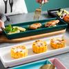 Assiette Créative en Céramique pour Plats Occidentaux Cuisine Japonaise Assiette Rectangulaire Assiette à Snacks Sushi Hôtel Restaurant Plat à Fondue