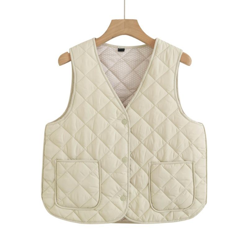 Autumn and winter vest women fleece thickened middle-aged and old mother short wear cotton-padded clothes, fragrant wind sleeveless thermal vest