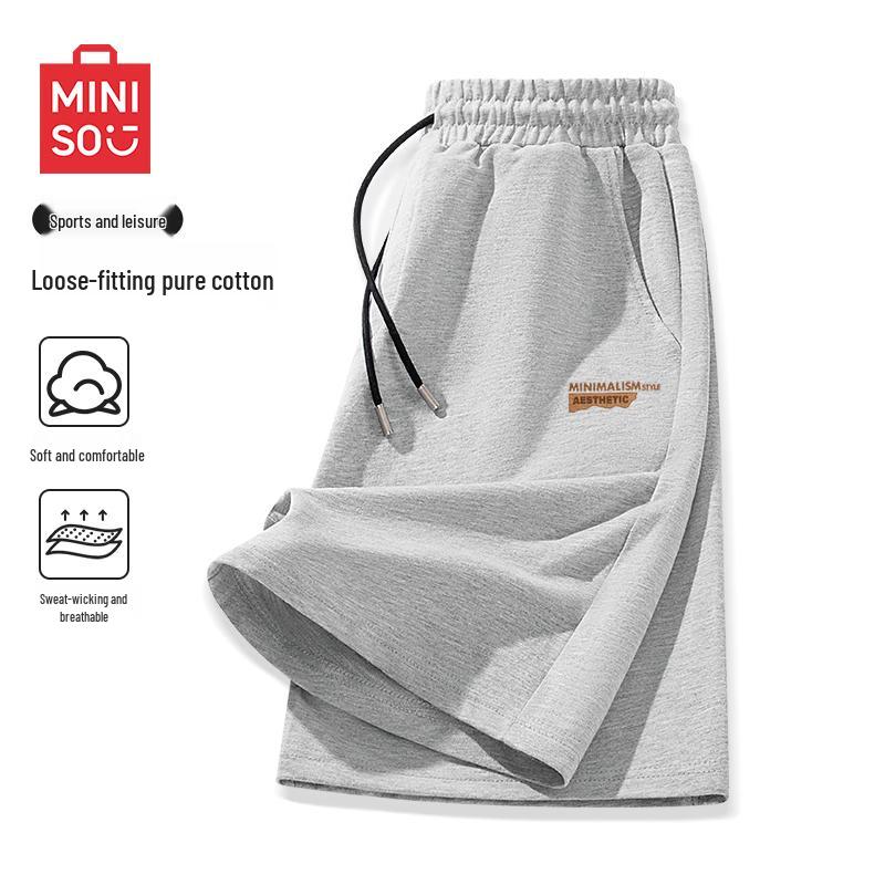 

MINISO Men s Pure Cotton Lightweight Knee-Length Sports Shorts XL