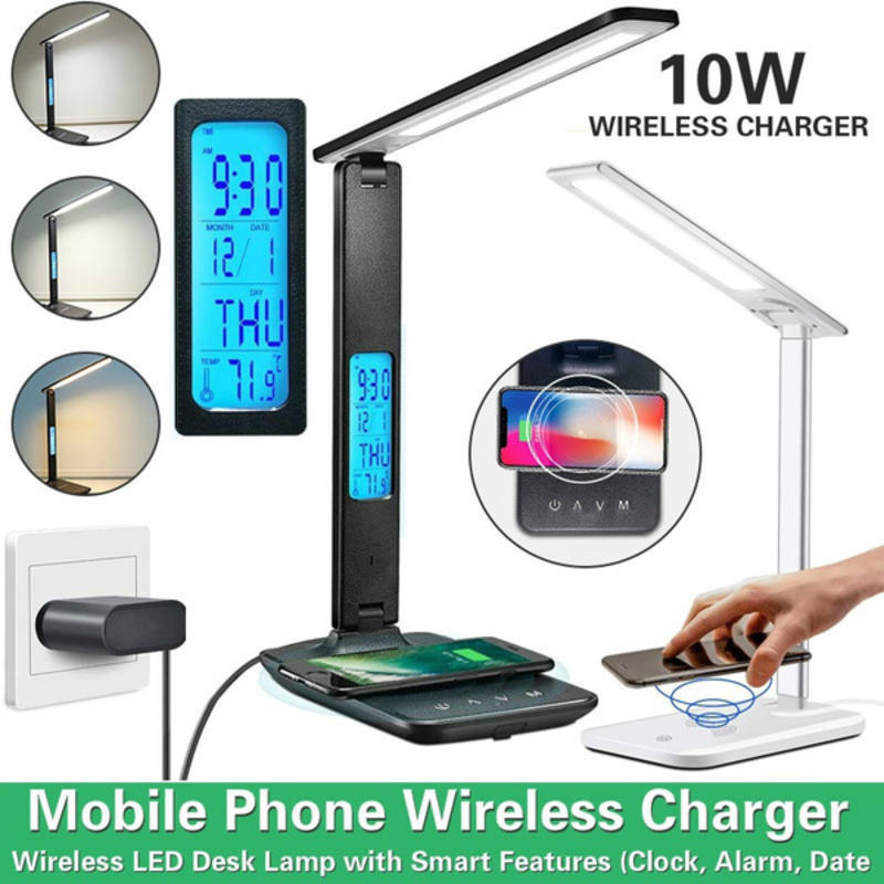LED Desk Lamp with Wireless Charger, Dimmable Desk Lamp with USB Charging P