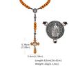 Vintage Klassischer Jesus Kreuz Anhänger Y-förmig Holz Gebetsperle Geflochtenes Seil Lange Halskette für Männer Trendiger Religiöser Schmuck Amulett