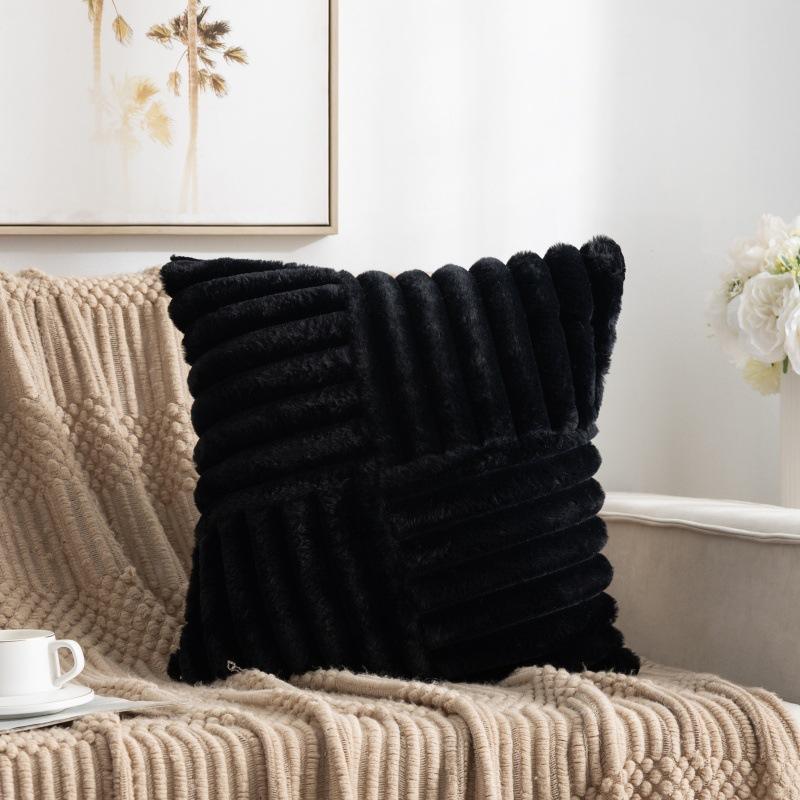 

Rabbit Velvet Large Striped Pillow Cover Without Core Home Sofa Pillow Cover Rabbit Hair Quilted Bedside Cushion Cover 45 * 45Cm (excluding pillow core)