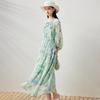 Mulberry Silk Floral Half-Sleeve Midi Dress