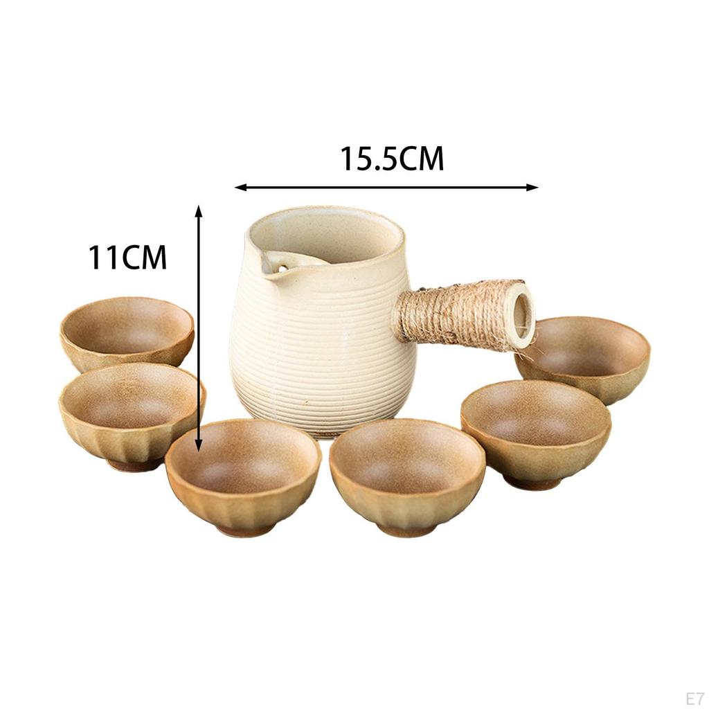 450ml Ceramic Teapot for Boiling Water Porcelain Tea Pot with Rope Wrapped Handle Outdoor