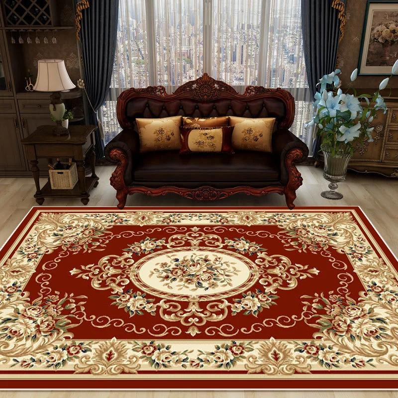 Europäische Luxusteppiche für Wohnzimmer Flanell Heimdekor Teppiche Schlafzimmerdekor Zuhause Alfombra Plüsch rutschfeste Matte Balkon Ruhematte