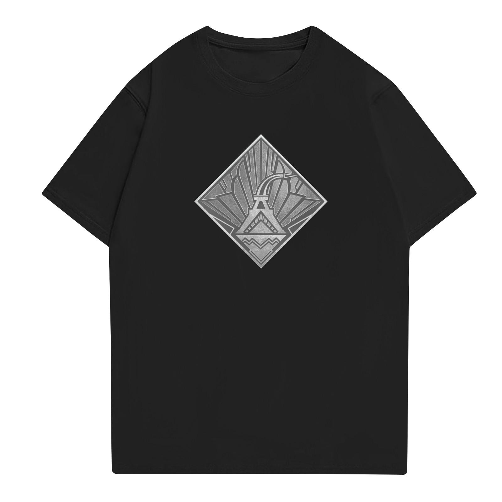 

Модные топы Aldult с круглым вырезом и коротким рукавом для работы, принтованные топы для лета L чёрный