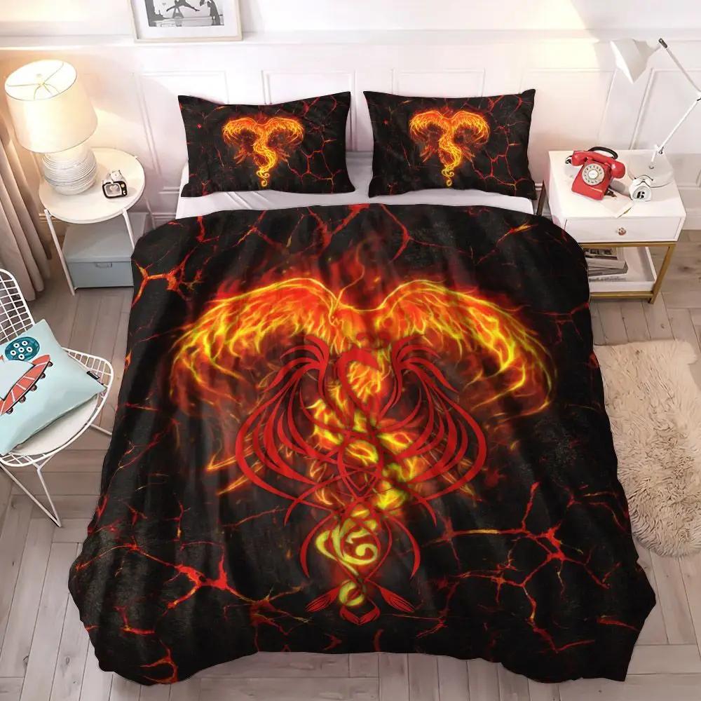 Ice And Fire Riding Horse Duvet Cover Set King SizeFlame Horsing Bedding SetWestern Cowboy Exotic Farmhouse Comforter Cover