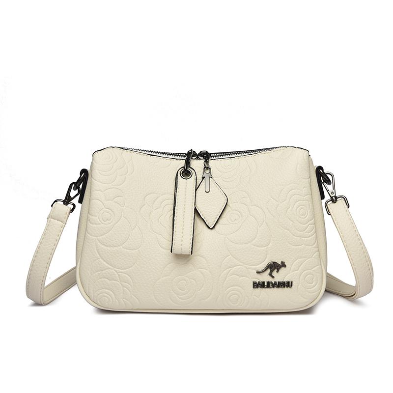 Трехслойная многофункциональная сумка для мамы среднего возраста, женская тисненая сумка через плечо для мелочи бежевый