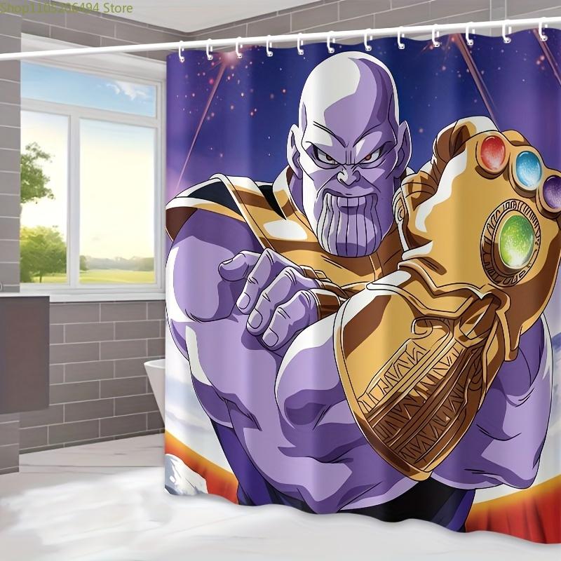 Authorized 1pc MARVEL Thanos Shower Curtain, Made of Polyester, Machine Washable, Includes Hooks, Suitable for Bathtub Separat