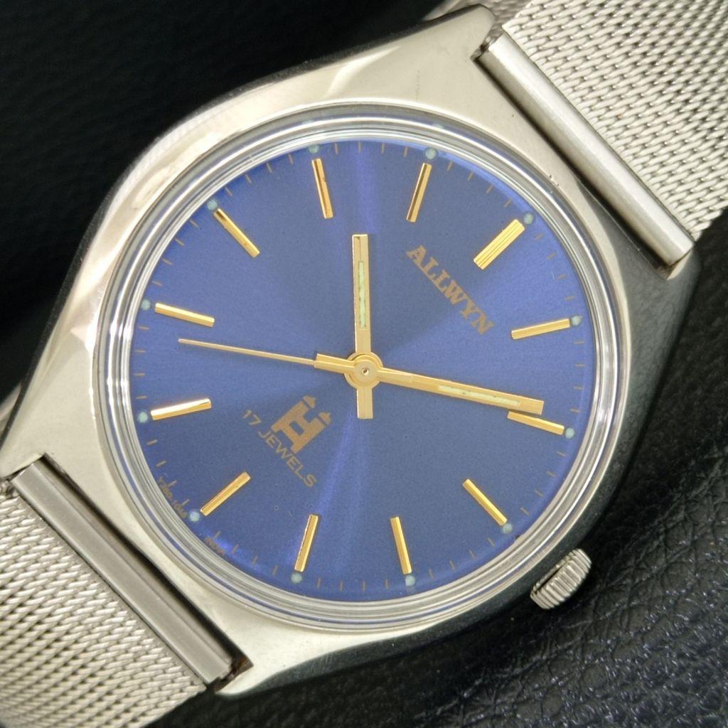 

HAND-WINDING VINTAGE ALLWYN 6300A INDIA MENS BLUE COLOR DIAL WATCH a706028-1