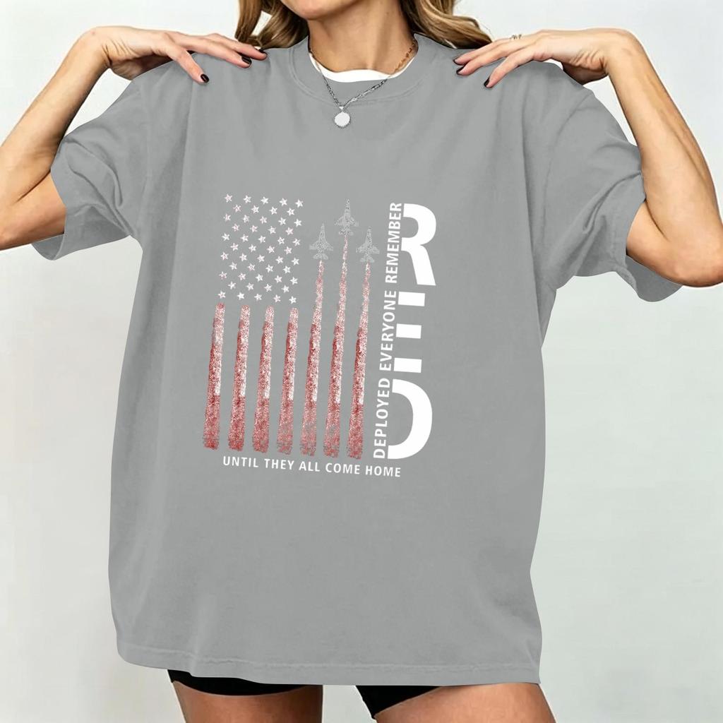 Women's Casual Short Sleeve T-Shirt Crew Neck Loose Fit Letter Print Fashion Top Comfortable Everyday Wear